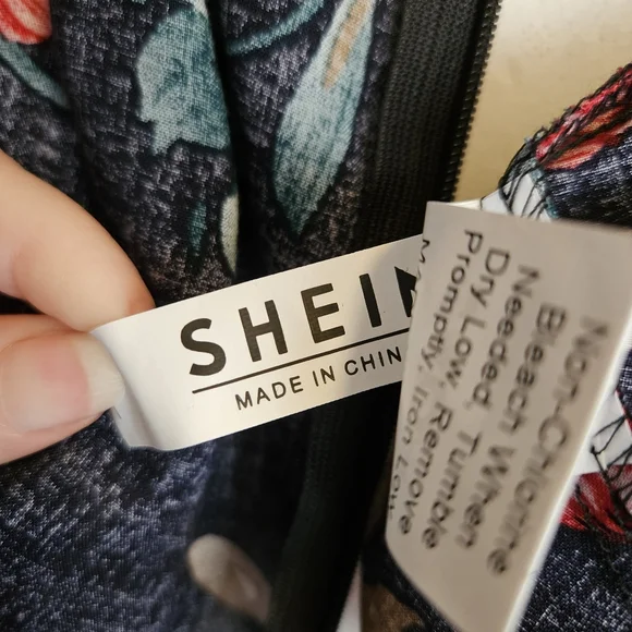 Green And Pink Floral Print Surplice Front Belted Dress - Picture 9 of 9